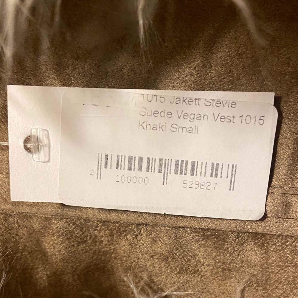 Stevie Suede Vegan Long Vest with Faux Fur Trim  Size Small - Picture 2 of 10